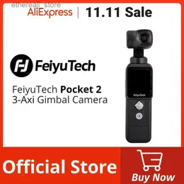 안정제 Feiyutech feiyu pocket 2 핸드 헬드 3 축 김벌 안정화 된 4K 비디오 액션 카메라 마이크 130보기 12MP 사진 4X Zoom Q231116