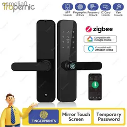 Smart Lock Tuya Zigbee Smart Door Lock App 원격 제어 Eletronic Biometric Puderprint 잠금 해제 디지털 지능형 전기 암호 Lockl231116