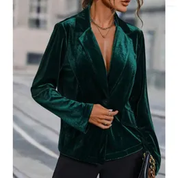 女性のスーツブレザーエレガントなファッションクリップベルベット1ボタンスリムフィット快適な通勤女性ジャケット2023コート