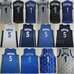 Mens Basketball City Penny Hardaway Jersey Paolo Banchero 5 Tracy McGrady 1 tjänade Team Black Blue White Stripe Color All Stitched Association for Sport Fans Good