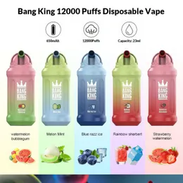 オリジナルのBang King 12000 12K Puff Bars使い捨ての蒸気ペンEタバコ23ml Pre Pods Cartridge 650MAH充電式バッテリーパフ12K