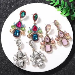 Dangle Earrings Hysecmao Design Luxury Colorful Crystal Drop雌女性光沢のあるラインストーン吊りウェディングブライダルジュエリー