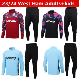 2023 2024 West Hammers Soccer Tracksuit مجموعات 23/24 نصف النقابات المسحوبة بأكمام طويلة من الرجال والأطفال كرة القدم في كرة القدم بدلة على قيد الحياة