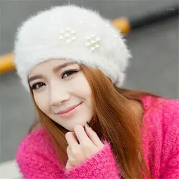 Boinas de lã Genuine Pearl Beret Hats Women Girls Color Solid Fashion Autumn Winter Hat para Cap Flat Felt
