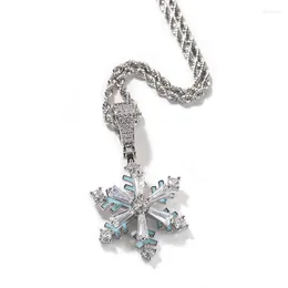 Pendant Necklaces Christmas Necklace Romantic Night Fluorescent Crystal Snowflake Rotatable Fashion Ornament