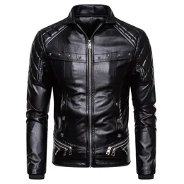 Giubbotti da uomo 2023 Design Bomber da motociclista Aggiungi giacca in pelle di lana da uomo Autunno Turn Down Collo in pelliccia rimovibile Slim Fit maschile caldo cappotti in PU 231115