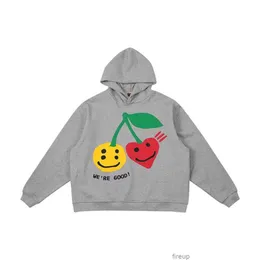 Sweatshirts Mens Womens Designer Hoodies Fashion Streetwear Kanyess Same Human Made Cherry Smiley Face Foam Printed High Street Mens Womens Loose Plush Hooded Swea