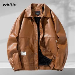 Jaquetas masculinas inverno quente jaqueta de couro homens grossos linner moda masculina motocicleta parkas casaco pu outwear roupas 231115