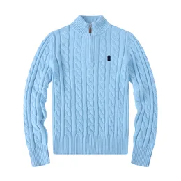 Men's Sweater Designer Men's Ralphs Warhorse Embroidery Breathable Beach Laurens Cotton Half Zipper Men's Sweater