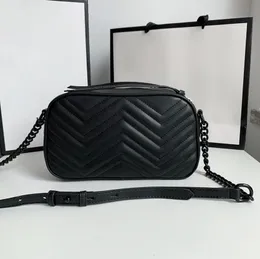 Echtes Leder Damen Tasche Handtasche Schultertasche Laedes Geldbörse Kupplung mit schwarzer Metallkette Mode Luxus Großhandel
