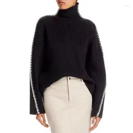 Kadın Sweaters Gevşek Silhouette Yün Yüzbuzlu Yelttaşlığı Sweater 2023 Kış Y2K Çatışan Kilit Dikişi