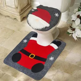 Coprisedili per WC Coprisedili natalizi Coprisedili per bagno Tema e set di tappeti Decorazioni per coperchi con motivo Babbo Natale