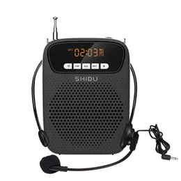 Microfones Shidu 15W Portable Voice Amplifier Wired Microphone FM Radio Aux Audio Recording Bluetooth Högtalare för lärare Instruktör S278 231116