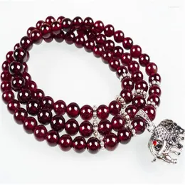 Strand mode stretch armband för kvinnor naturliga vin röd granat kristall kvarts rund pärla diy charm armband femme gåva