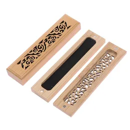 Bamboo Wood Incense Stick Holder Burning Joss Insence Box Burner Ash Catcher Home Decoration Random Style