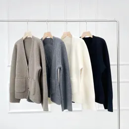 Kvinnors tröjor naizaiga 100 merino ull solid brun svart grå vit tjockare långärmad kvinnor cardigans kvinnlig tröja wlhl40 231116