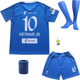 Orgbrain 2023/2024 Hilal Riyadh Al Home No10 Neymar Football Soccer Kids Jersey Shorts Socks Ustaw rozmiary młodzieżowe