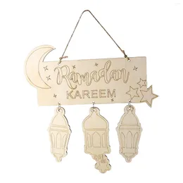 Dekorativa figurer Eid Mubarak Ramadan Kareen Decor Moon and Star Alphabet Pendant Trähantverk för DIY Islamic Party Door Hanging