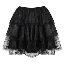 Skirts Women Sexy Floral Lace Mesh Tulle Mini Pleated Skirt Layered Ruffled Skirt Showgirl Party Fashion Dance Skirts Match Corsets 230417