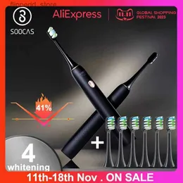 Toothbrush SOOCAS New Upgraded X3U Sonic Electric Toothbrush Soocare Ultrasonic Automatic Fast chargeable Adult With 7 Tooth Brush Heads Q231117