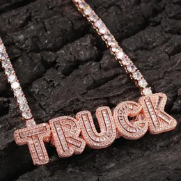 Custom Name Necklace Ice Baguette Letters With Tennis Chain Full Iced Out Zircon Pendant Gift Hip Hop Jewelry323m