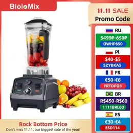 Biolomix 3HP 2200W تجاري شاق التجاري الموقت الخلاط الخلاط خلاط عصير الفاكهة معالج الجليد العصائر BPA 2L جرة H1103247K