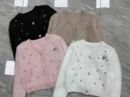 여자 모헤어 스웨터 재킷 디자이너 카디건 여성 스웨터 가을과 겨울 새 편지 브로치 긴-소매 싱글 브레스트 v- 넥 스웨터 여자 의류