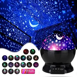 LED -strängar Starry Projector Night Light Rotating Sky Moon Projection Lamp Galaxy Night Lamps Starlight Christmas Lights For Gift P230414