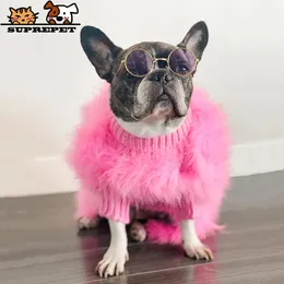 Abbigliamento per cani SUPREPET Piuma di tacchino Abbigliamento per animali domestici Giacca invernale per cuccioli Designer Maglione per cani di lusso Abbigliamento caldo per gatti Gattino Chihuahua Forniture 231117