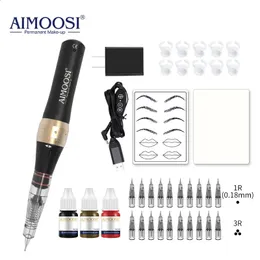 Tatueringsmaskin Aimoosi M7 Tattoo Machine Set Microblader Eyebrow PMU Gun Pist Pen Needle Permanent Makeup Machine Supplies Nybörjare 231116