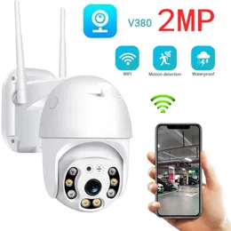 Nova câmera v380 2mp wifi casa inteligente dome externa rua vigilância de vídeo sem fio alerta movimento luz dupla rastreamento automático