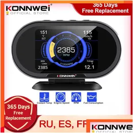 Diagnostic Tools Konnwei Kw206 Obd2 On-Board Computer Car Digital Display Obd 2 Scanner Fuel Consumption Water Temperature Gauge Dro Dhkmy