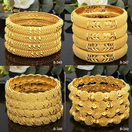 Манжеты Роскошные Дубайские золотые браслеты для женщин 24K Позолоченные индийские африканские браслеты Очаровательные свадебные эфиопские арабские ювелирные изделия ручной работы 231116