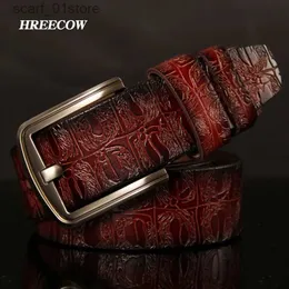 Belts HREECOW Designer Belts Men High Quality Male Belt Genuine Leather Str Luxury Famous Brand Crocodile Pin Buckle Ceinture HommeL231117
