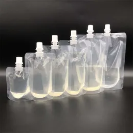 Sacchetti per bevande liquide usa e getta in plastica Claer 30 ml 50 ml 100 ml 150 ml 200 ml 250 ml 350 ml 500 ml Stand Up Ugello Custodia per latte di soia Tè Caffè Pacchetto di succhi freschi