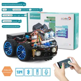 FreeshIpping 4WDスマートロボットカーDIY for Arduino R3スターターロボティクス学習キットRC STEM TOY KIDサポートスクラッチライブラリラムカ