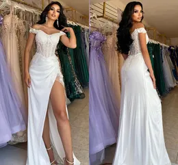 Sexy Mermaid Prom Dresses Long for Women Lace Applique Satin See Through High Side Split Formal Birthday Evening Party Gowns vestidos de fiesta