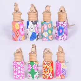 Gift Car Perfume Bottles Pendant Soft Clay Essential Oil Diffuser Ornaments Air Freshener Pendant Craft Empty Perfume Bottle G0418