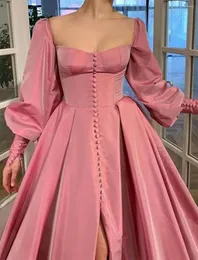 Party Dresses Share Po By Supplier A-Line Minimalist Elegant Engagement Prom Birthday Dress Scoop Neck Long Sleeve Floor Length Taffeta