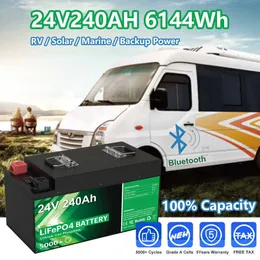 24V 240Ah 200Ah LiFePO4 Akkupack 25,6V 6144Wh 5000+ Zyklus 100% volle Kapazität Eingebautes 8S 200A BMS mit Bluetooth EU KEINE STEUER