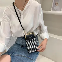 Evening Bags High Quality PU Leather Houndstooth Shoulder Bag Women 2023 Crossbody Female Purse Massager Bolsa Fashion Designer HandbagsEven