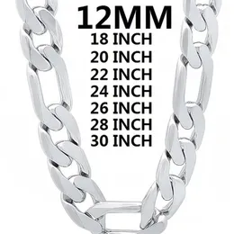 Halskette aus massivem 925er-Sterlingsilber für Herren, klassisch, 12 mm, kubanische Kette, 45,7–76,2 cm, Charm, hochwertiger Modeschmuck, Hochzeit 220209235f