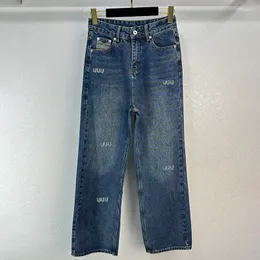 Mulheres de luxo calças jeans calças jeans diamantes letras jeans casual estilo rua diariamente calças jean