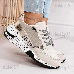 Scarpe eleganti Scarpe vulcanizzate da donna 2023 Scarpe da ginnastica da donna Scarpe sportive con plateau per le donne Scarpe con lacci traspiranti con stampa leopardata Plus T231117