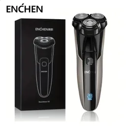 Barbeadores elétricos enchen blackstone5s navalha elétrica para homens recarregável barbeador rotativo com aparador pop-up molhado seco duplo uso 231116