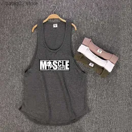 Herrtankstoppar muskelguys märke kroppsbyggande ärmlös skjorta herrar Gym Tank TOP Low Cut Vest Sexig Muscle Fitness Stringer Sportwear Undertröja T230417