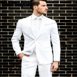 Garnitury męskie gwenhwyfar białe mężczyzn garnitur 2 sztuki ślub dla grooma bal Blazer Blazer traje de novio para boda (blazerowe spodnie)