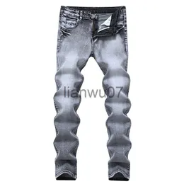 Calças masculinas Calças de brim cinza masculinas Slim Straight Long Pants Denim Versátil Stretch Casual Wear Calças Quatro Temporadas Tamanho Grande 40 42 J231117