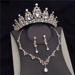 Hochzeit Schmuck Sets Hochwertige Mode Kristall Braut Frauen Braut Tiara Kronen Ohrring Halskette Zubehör 231116