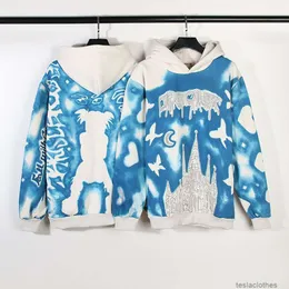 Tasarımcı Hoodie Erkek Sweatshirts Fashion Street Giyim Ins Süper Ateş Kanyes Aynı Kanyes Çamur Boyalı Sky City American High Street Hoodie